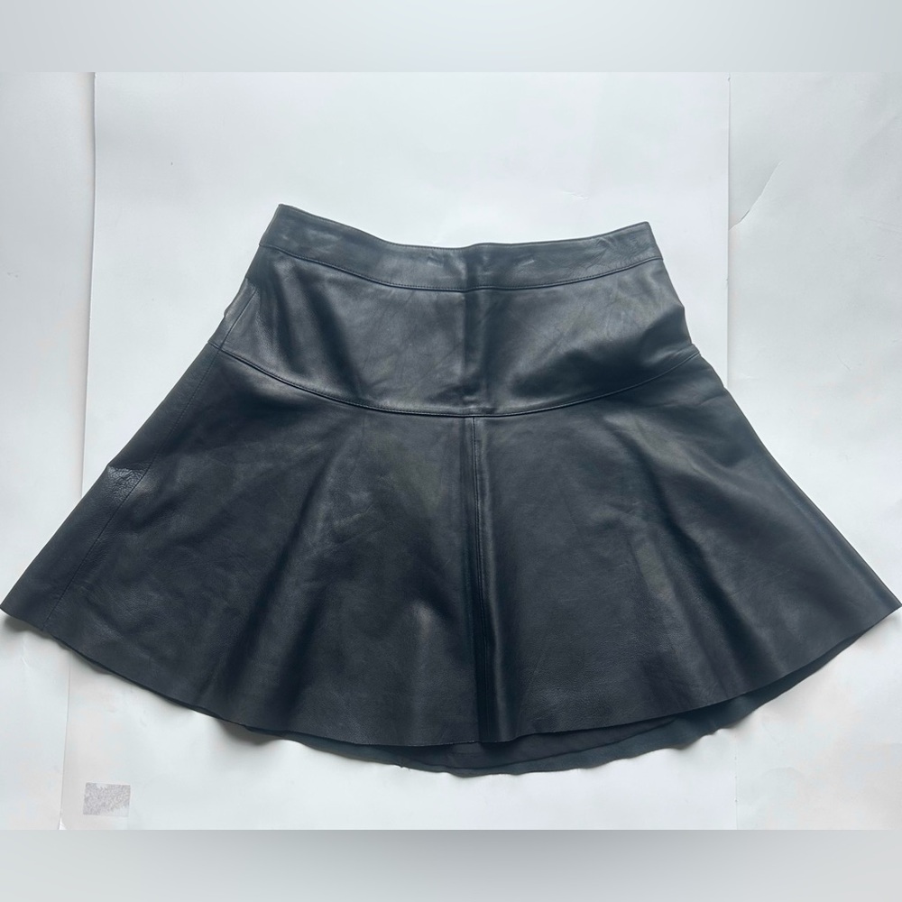 Banana Republic Black Leather A-Line Skirt - Picture 3 of 9